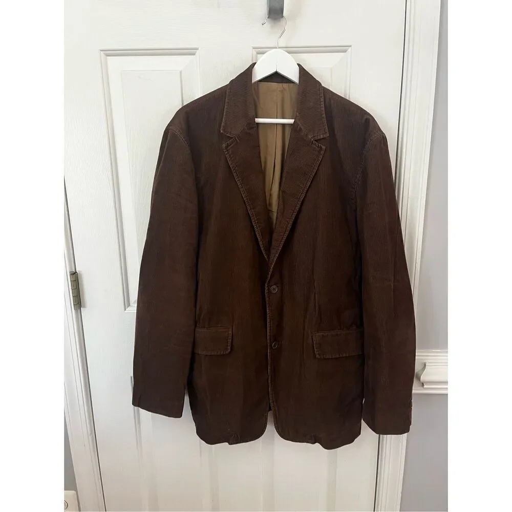 J. Crew Brown Corduroy Sports Coat Blazer Jacket sz L EUC Professor